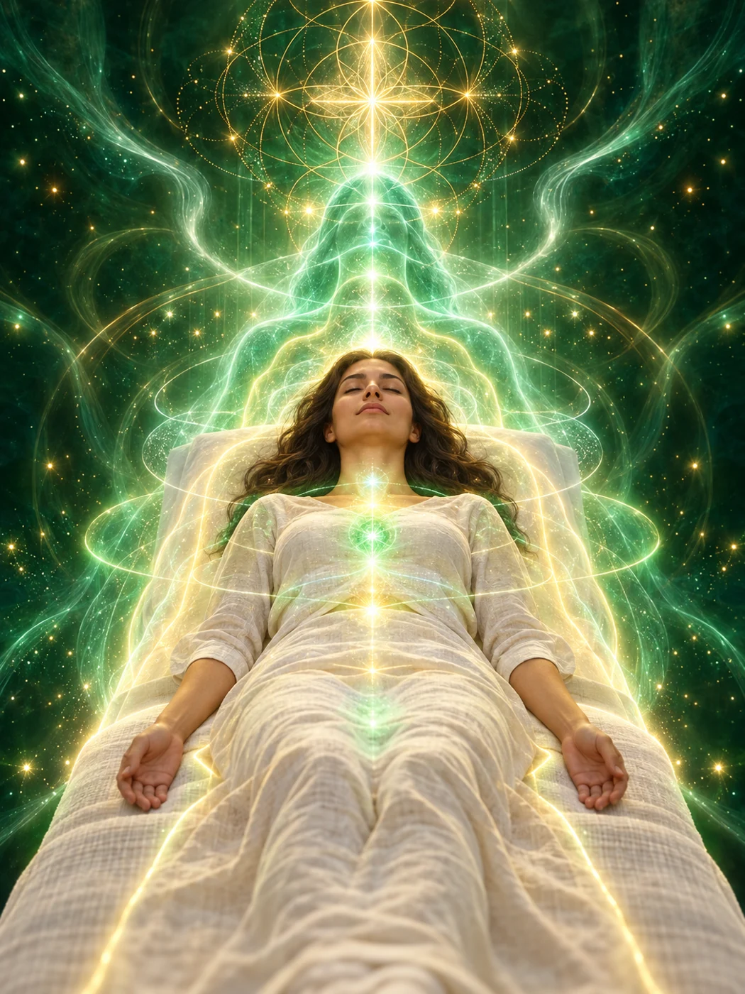 Ilustração simbólica de uma sessão pessoal de harmonização espiritual